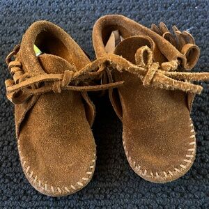 Vintage Brown Suede Minnetonka Kids Moccasins